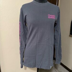 Simply Southern Charcoal Long Sleeve Tee with Pink Accents